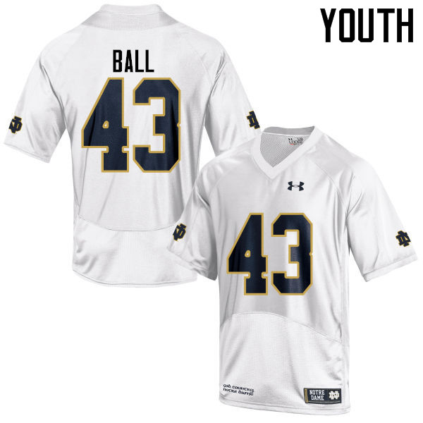 Youth #43 Brian Ball Notre Dame Fighting Irish College Football Jerseys-White